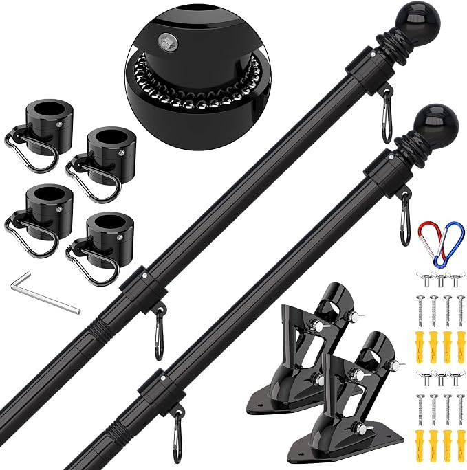 ZMTECH Flag Pole - Upgraded Bracket, (2 Packs) 6 FT Stainless Steel Flag Poles for Outside House,... | Amazon (US)