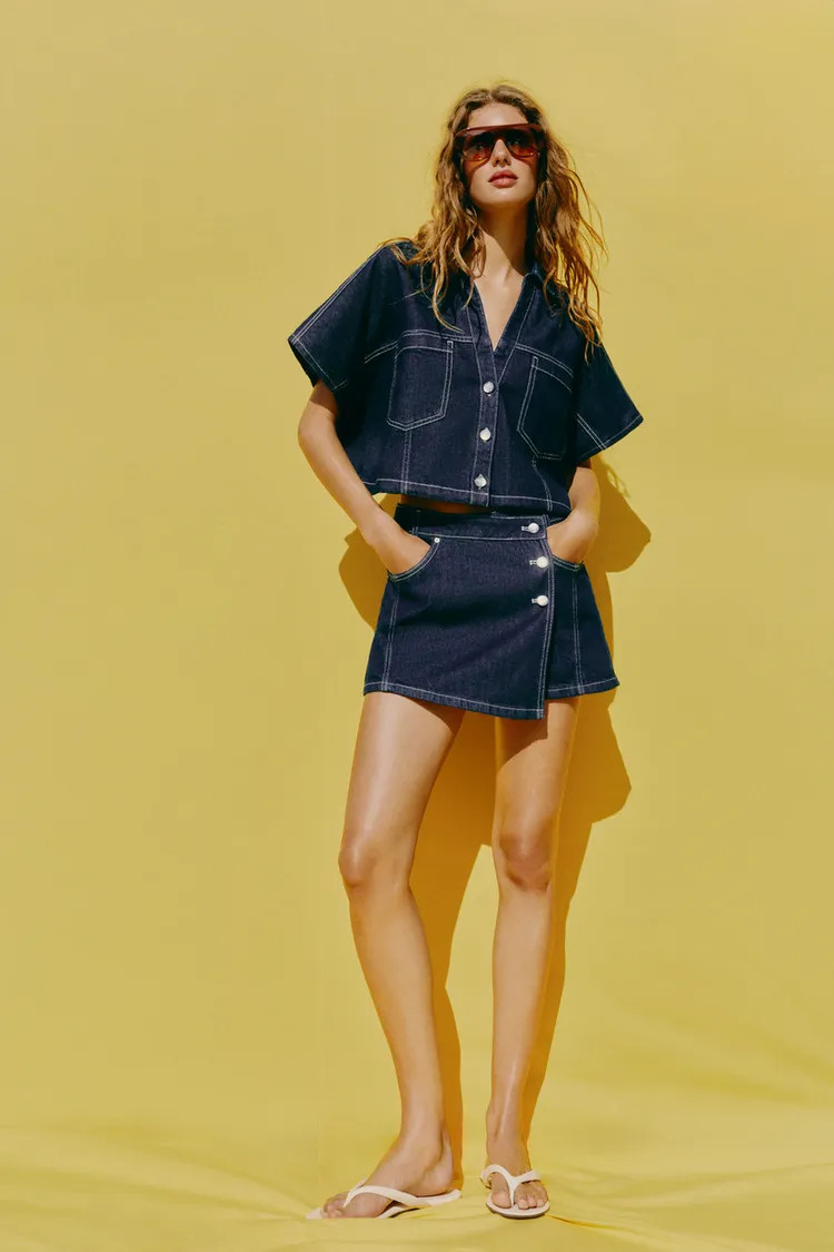 Z1975 WRAP DENIM SKORT | Zara US