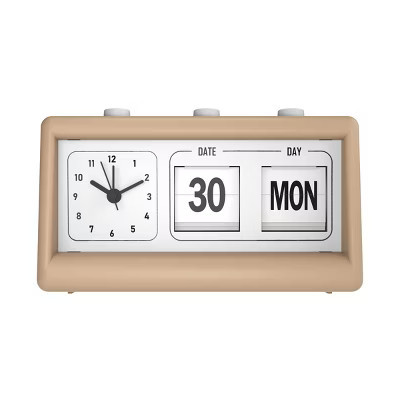 GEMS Retro Analog Alarm Clock - Beige: Plastic Table Timepiece for Bedrooms | Target
