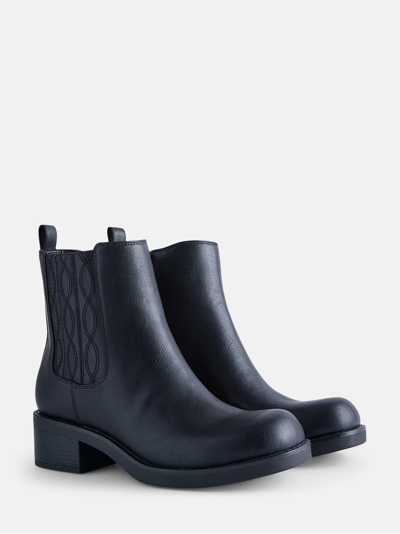 No Boundaries Women's Stitch Chelsea Booties | Walmart (US)