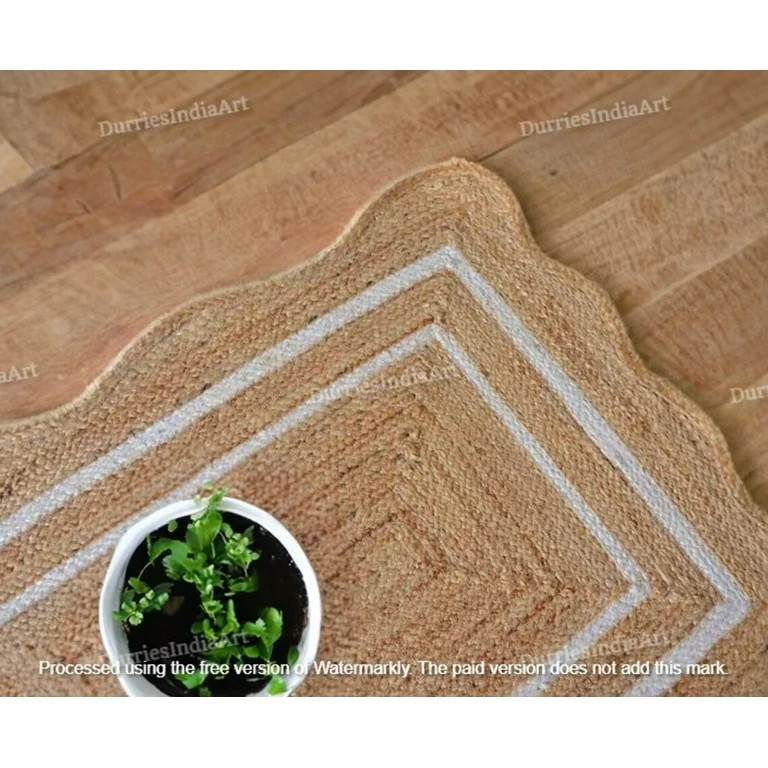 Natural Jute Rug- Wavy Edge Rug, Scalloped Jute Rug, Bohemian Rug, Jute Scalloped Rug, Jute Rug R... | Walmart (US)