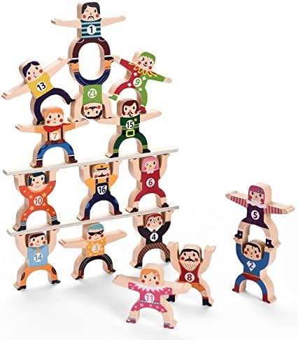 Wooden Stacking Toys Games,Stacking Hercules Acrobatic Troupe Interlock Toys,Balancing Blocks Gam... | Amazon (US)