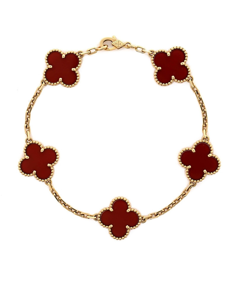 Pre-Owned Van Cleef & Arpels Vintage Alhambra 5 Motifs Bracelet 18K Gold and Carnelian | Bloomingdale's (US)