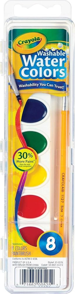 Crayola 530525 Washable Watercolor Paint, 8 Assorted Colors | Amazon (US)