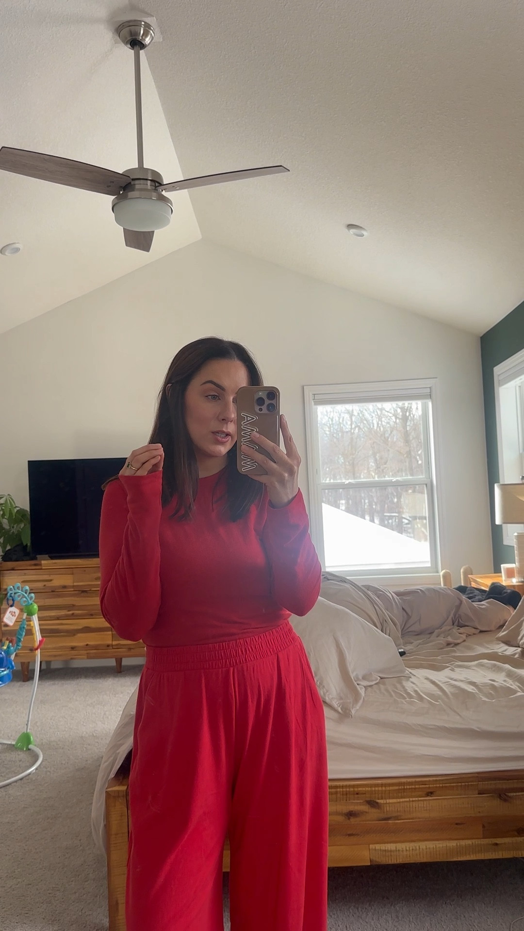 The perfect holiday lounge set on sale! Also own the grey combo! Slippers would make a great gift for her!! wearing m top, MP pants, slippers tts.

#LTKGiftGuide #LTKSaleAlert #LTKHoliday