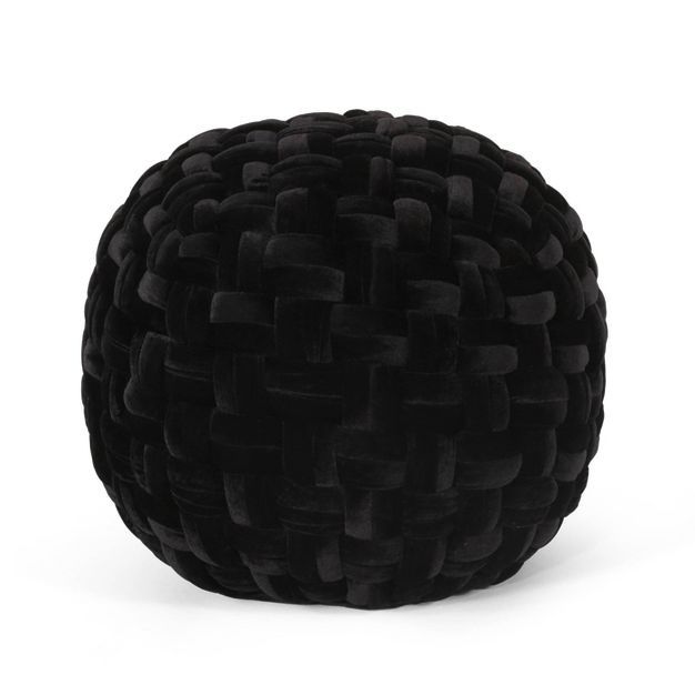 Negley Modern Glam Cable Weave Velvet Round Pouf - Christopher Knight Home | Target