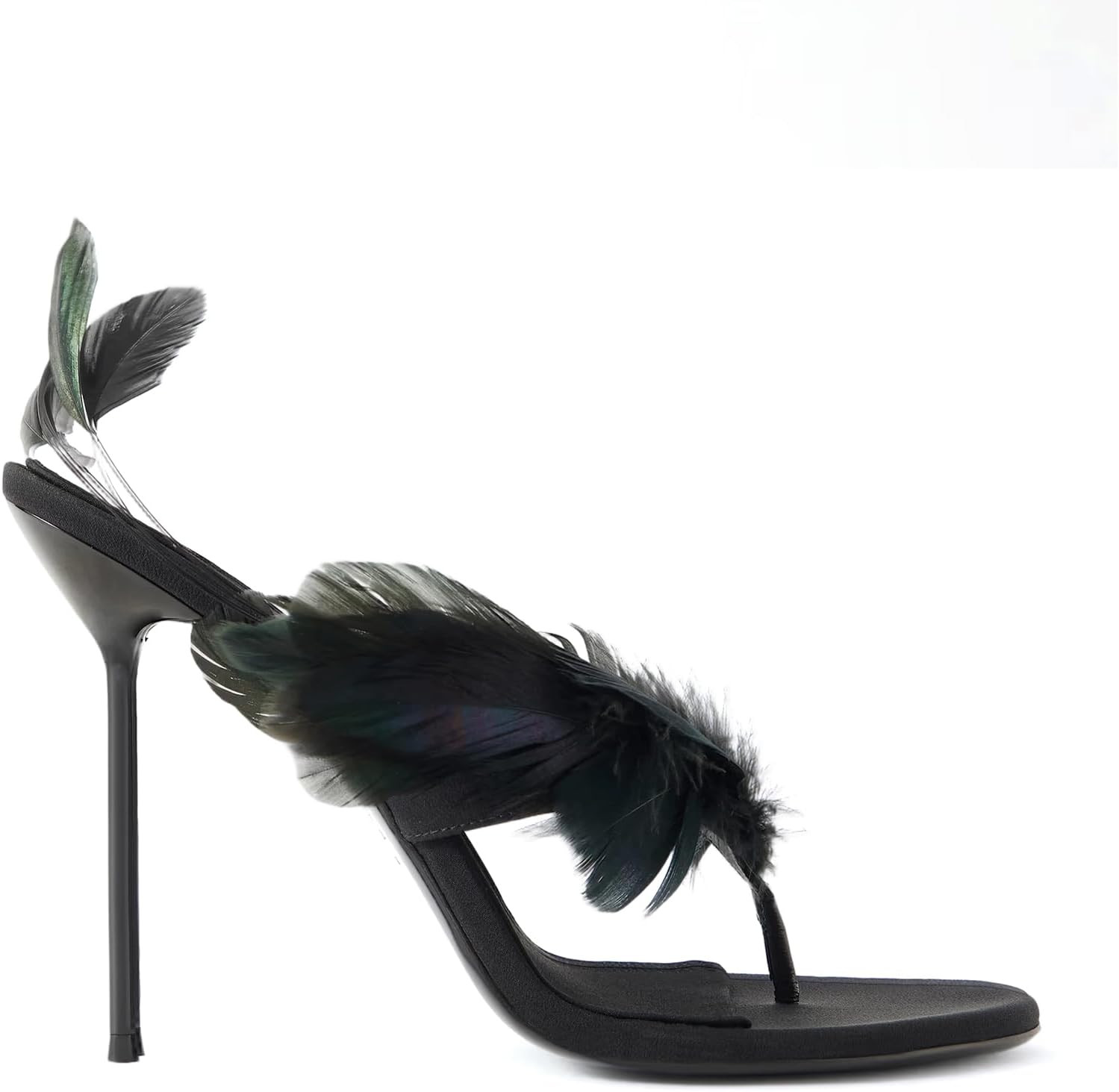 Feather Thong Stiletto Heel Sandals for Women High Heel Round Open Toe Mules with Fluffy Feathers for Party Wedding Date Night | Amazon (US)
