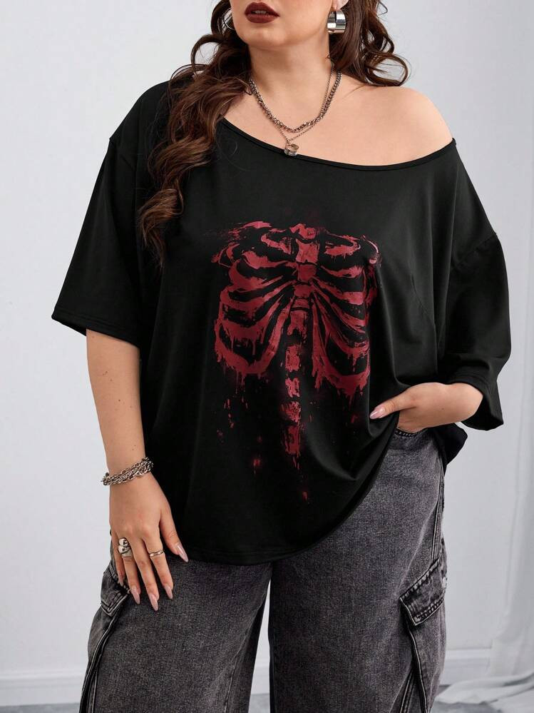 Curve Plus Skeleton Shirt  | SHEIN