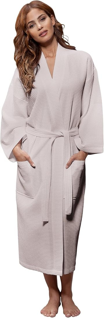Turquaz Linen Lightweight Long Waffle Kimono Unisex Spa Robes For Women And Men | Amazon (US)
