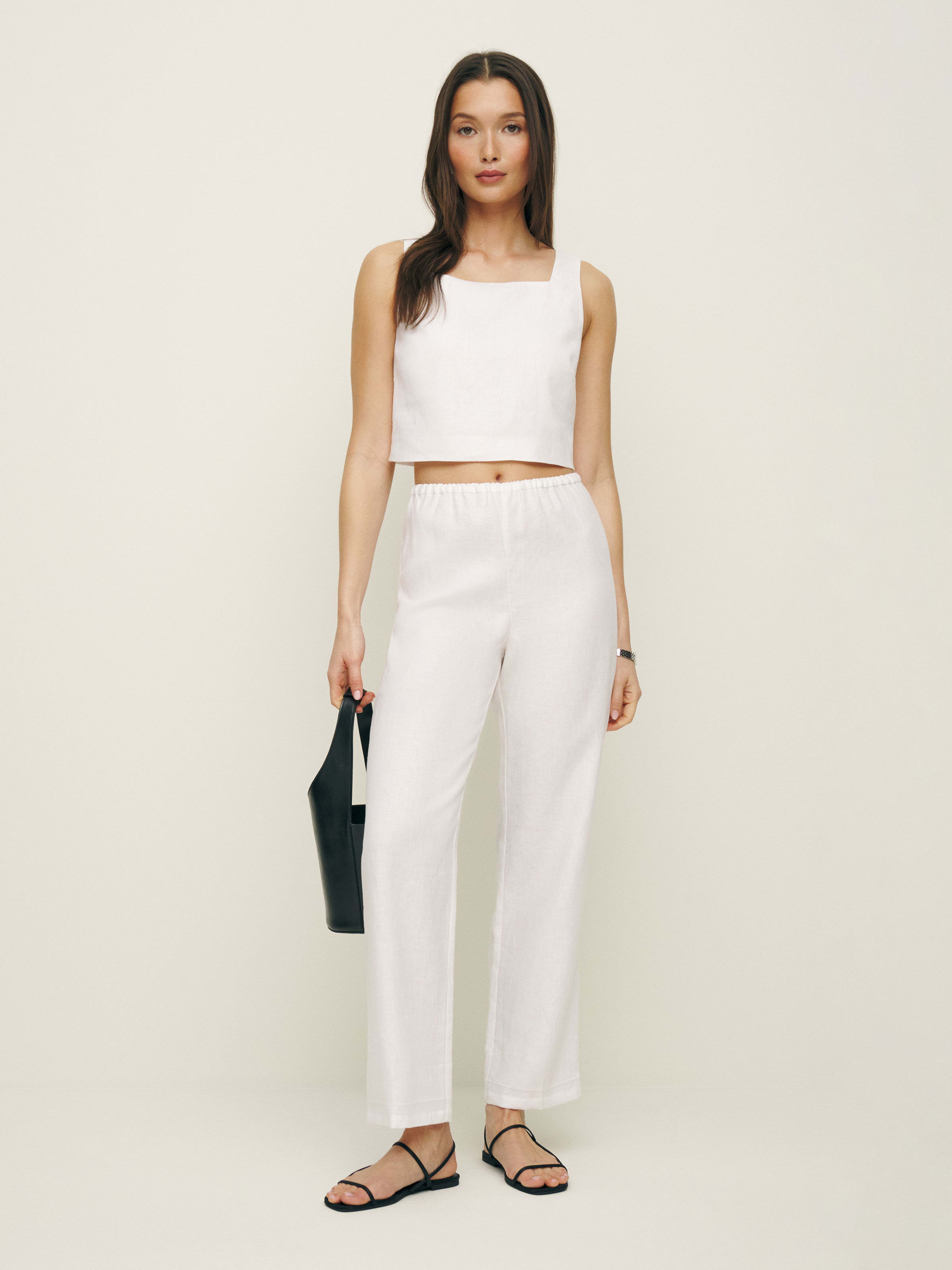 Remi Cropped Linen Pant | Reformation (Global)