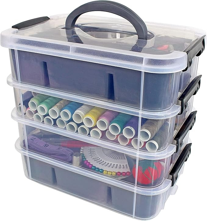 Bins & Things Stackable Storage Container with 2 Trays - Gray - Craft Storage/Craft Organizers an... | Amazon (US)