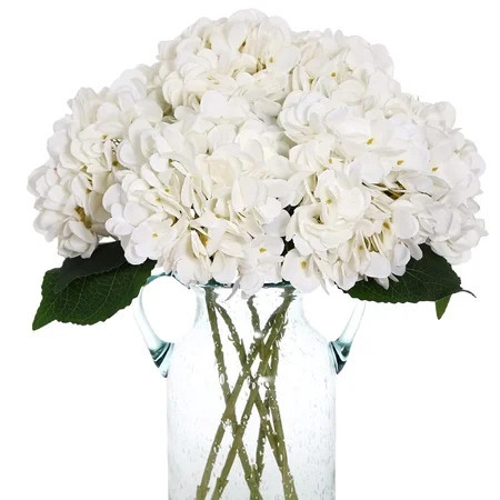 6 Pcs Faux White Hydrangeas Fake Flowers Artificial Silk Hydrangea Flower With Stems Bouquets Arrangement for Home Table Centerpieces Wedding Baby Shower Birthday Party Decoration(White) | Walmart (US)