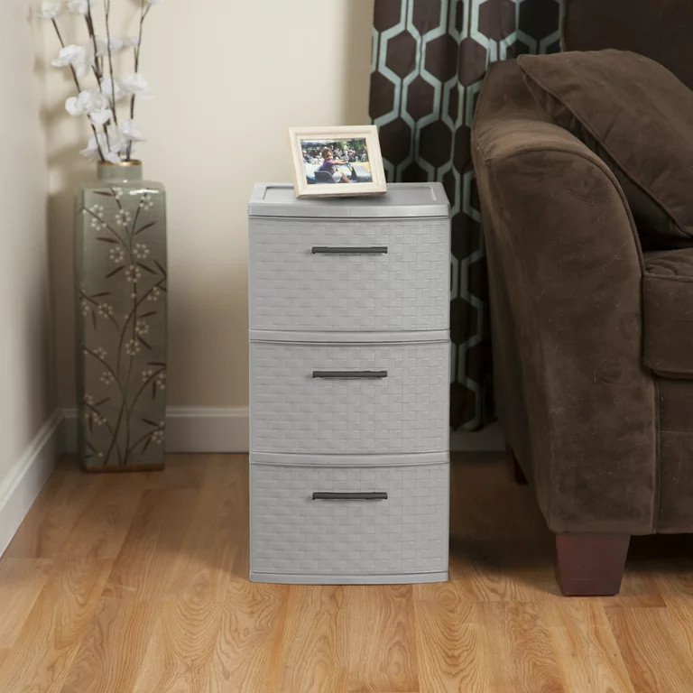 Sterilite 3 Drawer Weave Tower Plastic, Cement | Walmart (US)