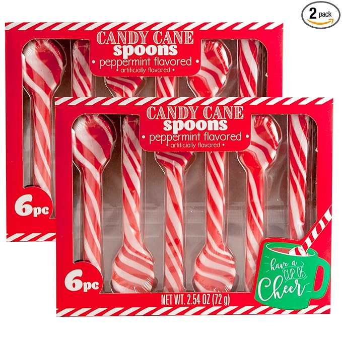 Candy Cane Peppermint Spoons – 1 doz – (2 packs of 6) | Edible Candy Cane Spoons | Candy Cane... | Amazon (US)