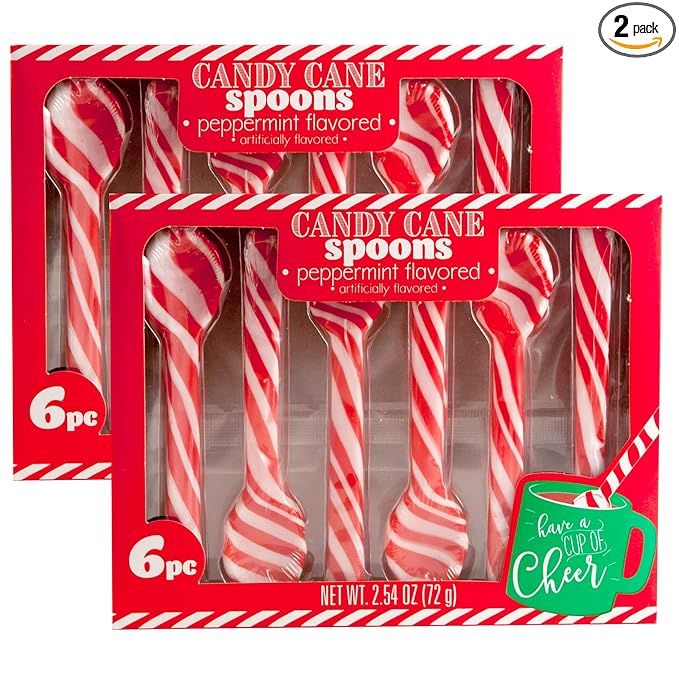 Candy Cane Peppermint Spoons – 1 doz – (2 packs of 6) | Edible Candy Cane Spoons | Candy Cane... | Amazon (US)