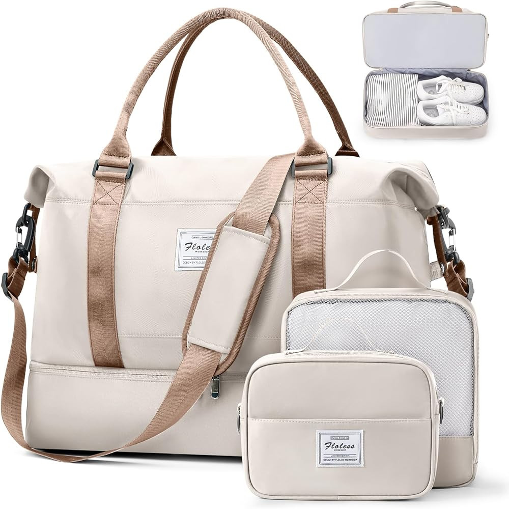 Weekender Bags for Women, Travel Duffel Bags with Shoe Compartment & Wet Pocket,Travel Bag for Ai... | Amazon (US)