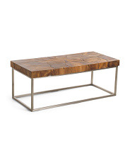 48x22x18 Teak Wood Puzzle Cut Coffee Table | Furniture & Lighting | Marshalls | Marshalls