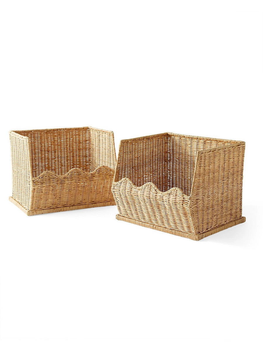 Rattan Wave Stacking Baskets (Set of 2) | Serena and Lily