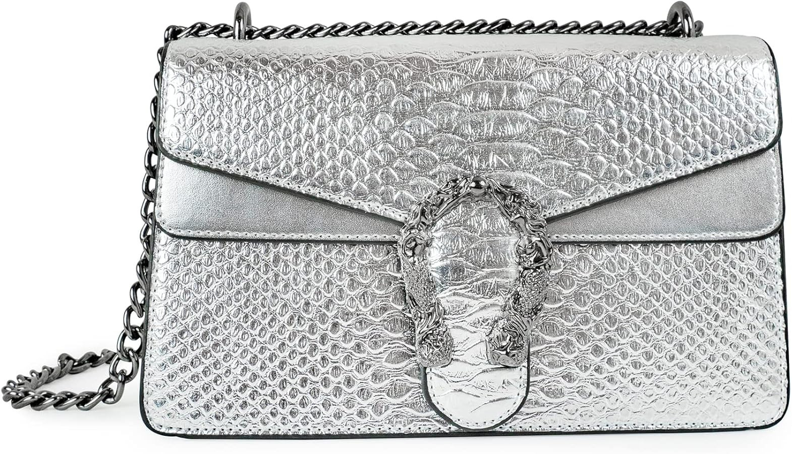 JBB Crossbody Shoulder Purse for Women - Snake Printed Leather Evening Clutch Chain Strap Small S... | Amazon (US)