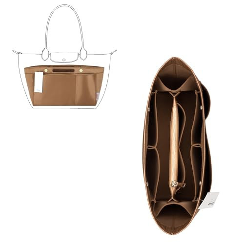 ZTUJO Purse Organizer Insert For Handbags, Silky Bag Organizer With 2 Zippers For Speedy Neverful Tote and More (Brown, X-Large) | Amazon (US)