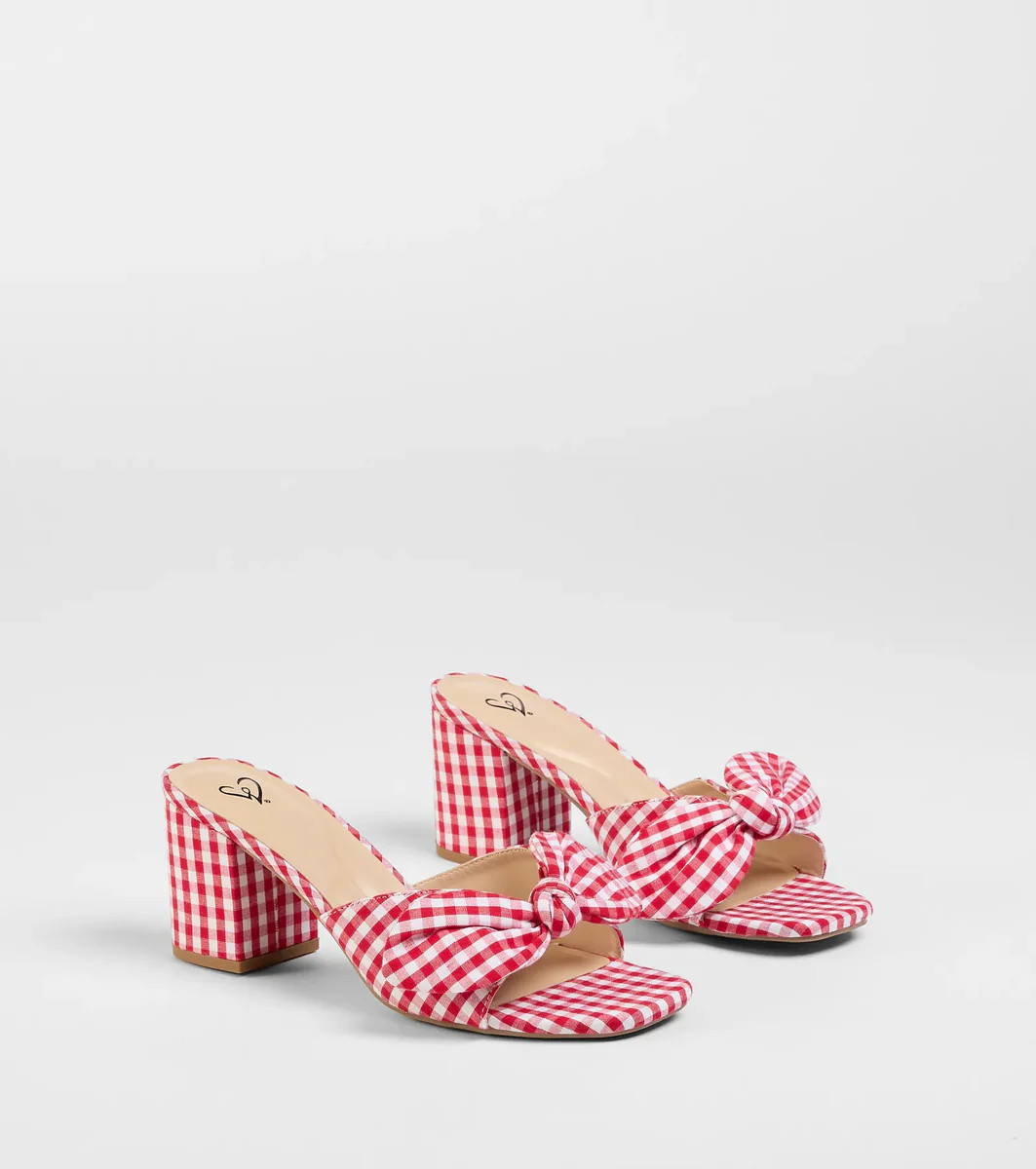 Cutesy Babe Gingham Bow Strap Mules | Windsor Stores