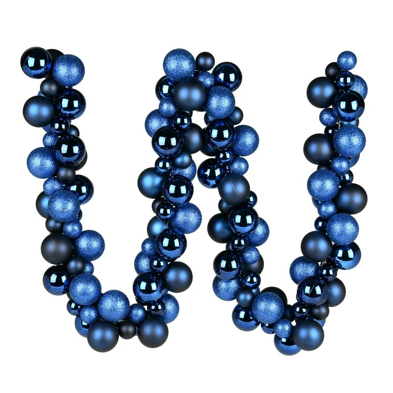 Vickerman 6' Midnight Blue Assorted Ornament Ball Christmas Garland | Walmart (US)