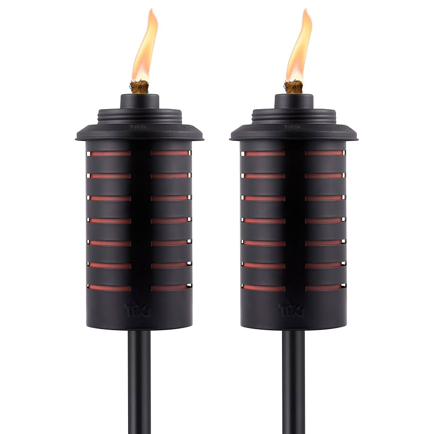 Metal Black & Orange Easy Install Outdoor Torches, 2-Pack – 65-Inch Decorative Torches for Pati... | Amazon (US)