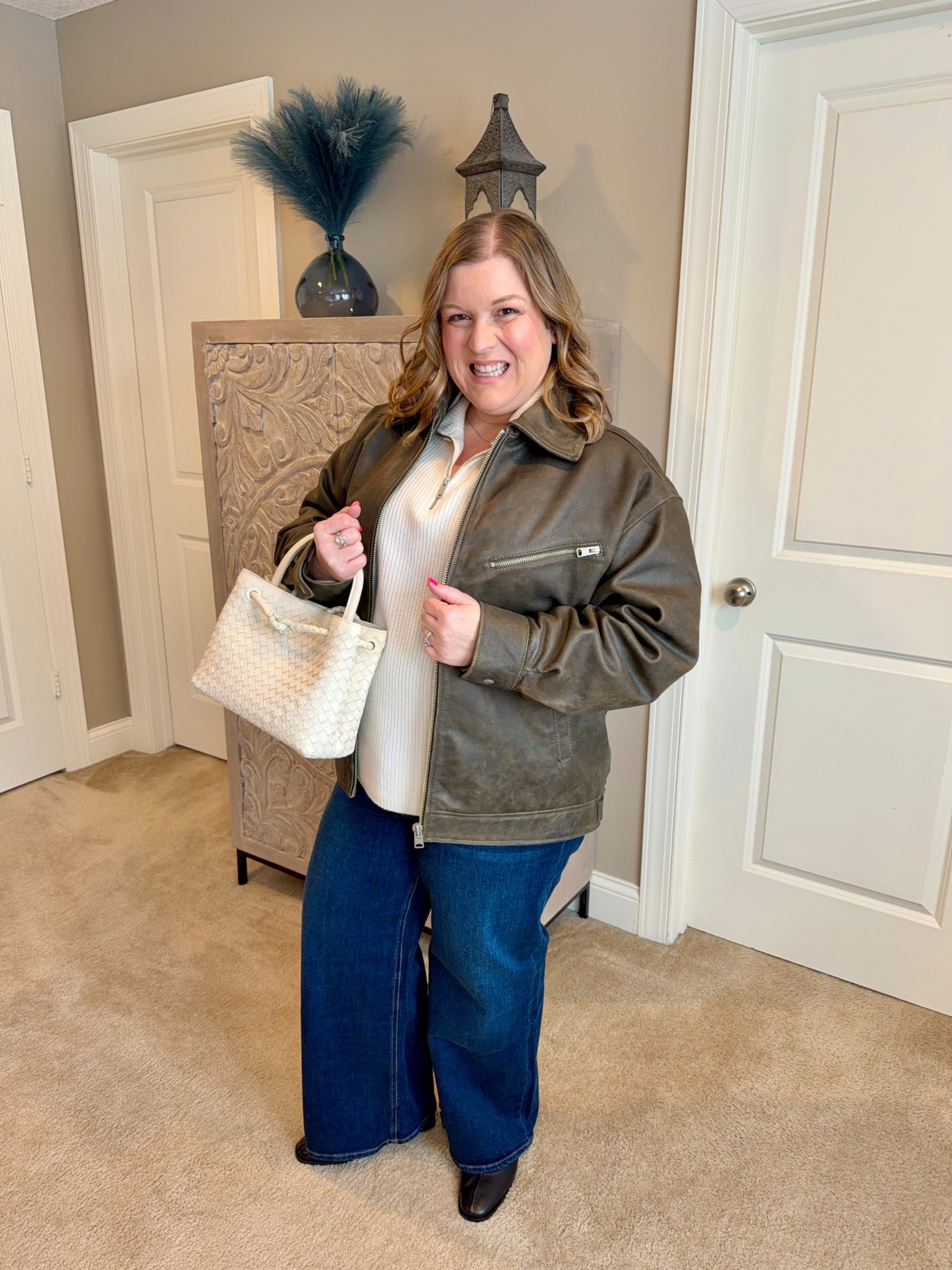 Quince Winter outfit picks! 🤩✨ This leather jacket is like butter! 

Wearing size XL. Fit runs true to size, oversized. 

#LTKmomlife #LTKOver40 #LTKootd