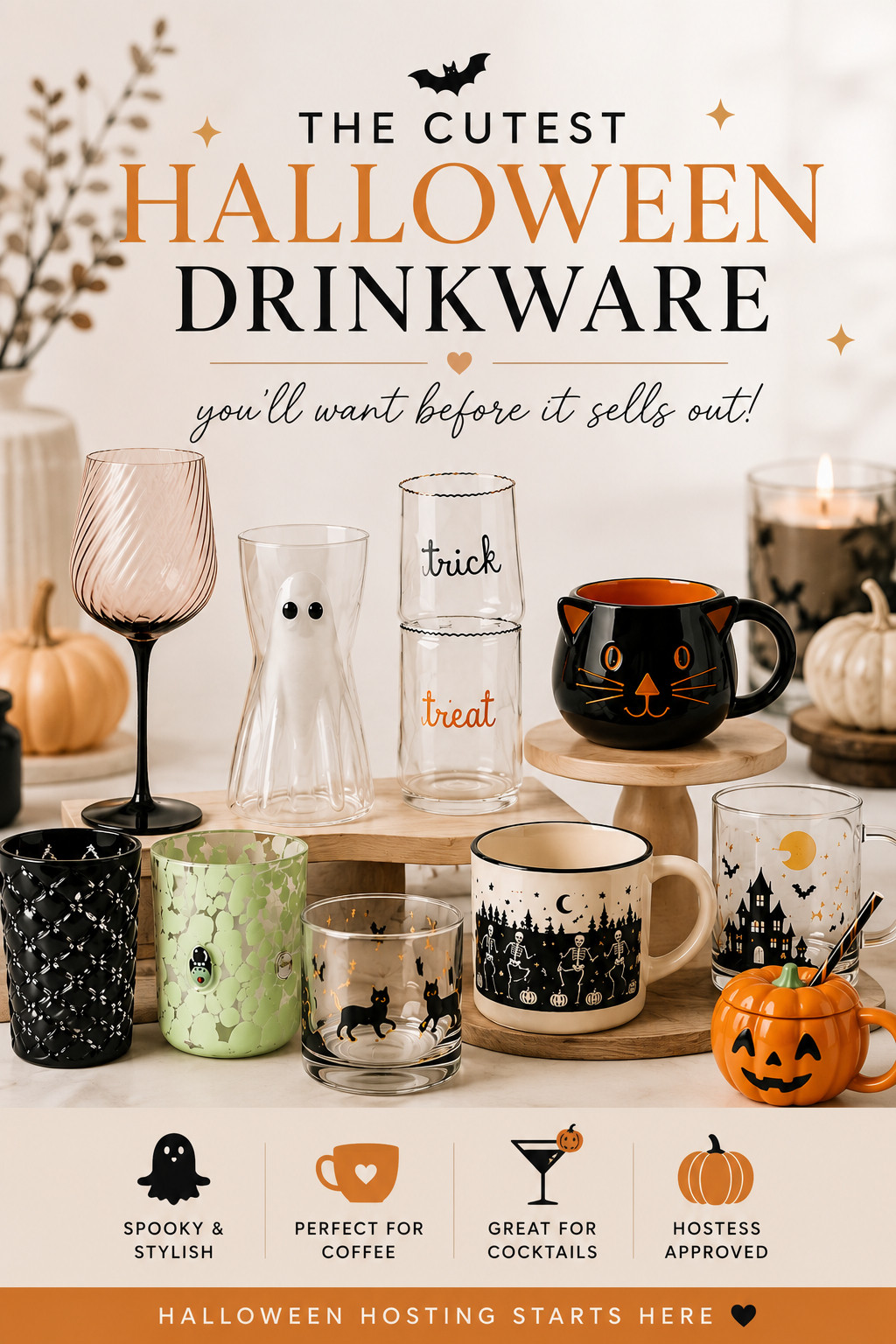 If you're decorating for Halloween, don't overlook the drinkware. 🎃 From ghost glasses and pumpkin mugs to chic cocktail glasses and spooky coffee cups, these are the cutest Halloween finds I've seen this year. Perfect for cozy coffee mornings, Halloween parties, fall hosting, and seasonal entertaining. Shop my favorite Halloween drinkware before the best pieces sell out! 🖤✨ 

 #LTKmomlife #LTKSeasonal