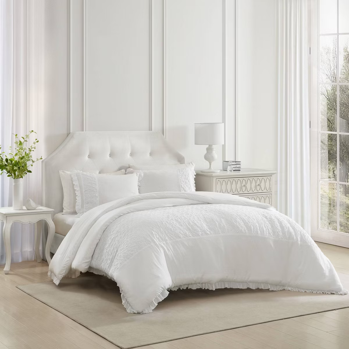 Laura Ashley Eyelet Ruffle Comforter Bedding Set White | Target