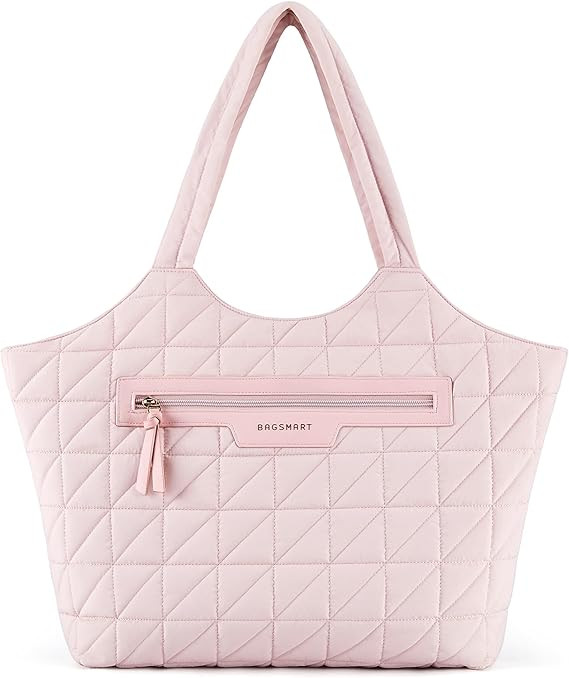 BAGSMART Tote Bag for Women, Lightweight Travel Tote Bags with Zipper, Quilted Puffer Shoulder Ba... | Amazon (US)