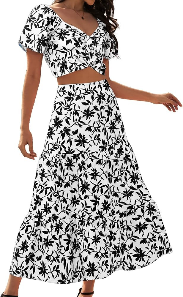 DRESSTELLS 2 Piece Skirt Set 2026, Matching Top & Long Skirt, Floral Cruise Outfit, Summer Beach ... | Amazon (US)