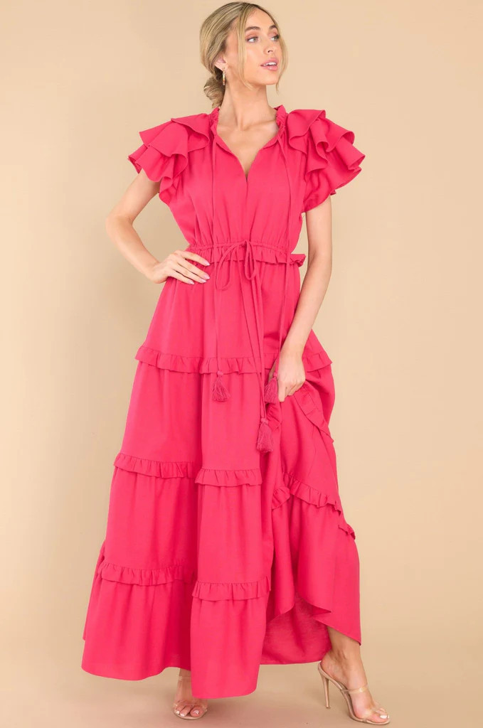 Ruffle Some Feathers Lipstick Maxi Dress | Red Dress