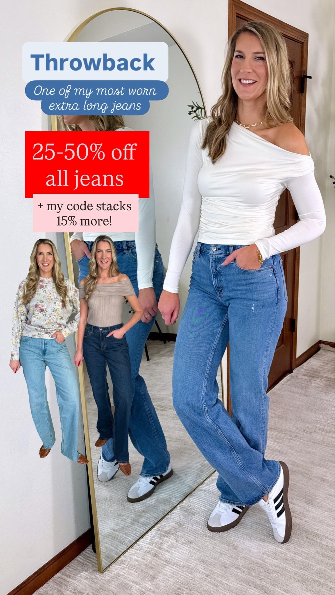 ⚠️ Code: DENIMAF for a stackable 15% off. 25-50% Off All Jeans + 20% Off Almost Everything Else!

Wearing my true 29 extra long- I feel they fit true to size

I am in the 90s relaxed style- my personal favorite

#LTKTall #LTKSaleAlert #LTKSeasonal