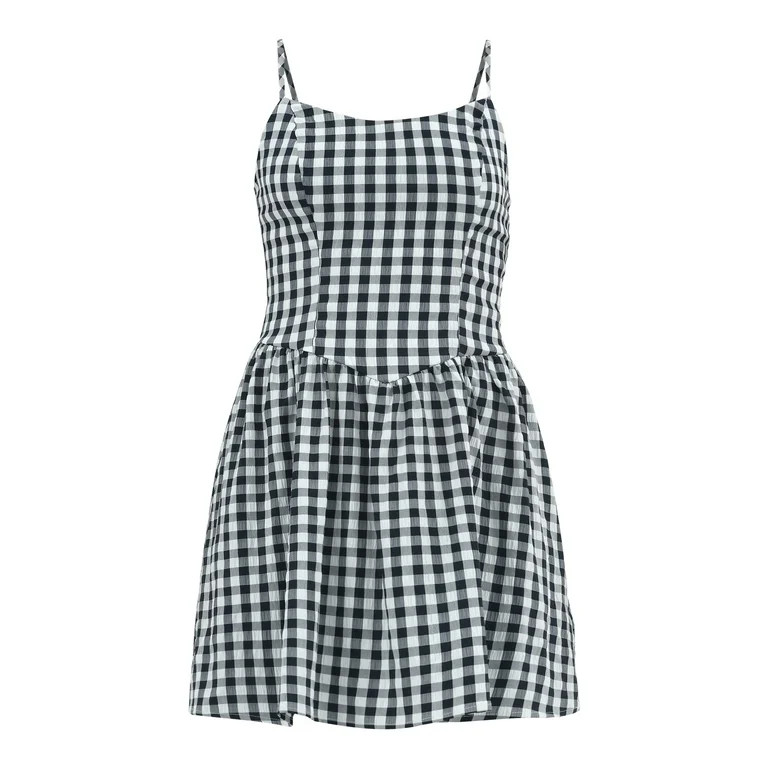 No Boundaries Seersucker Gingham Mini Dress, Women's | Walmart (US)