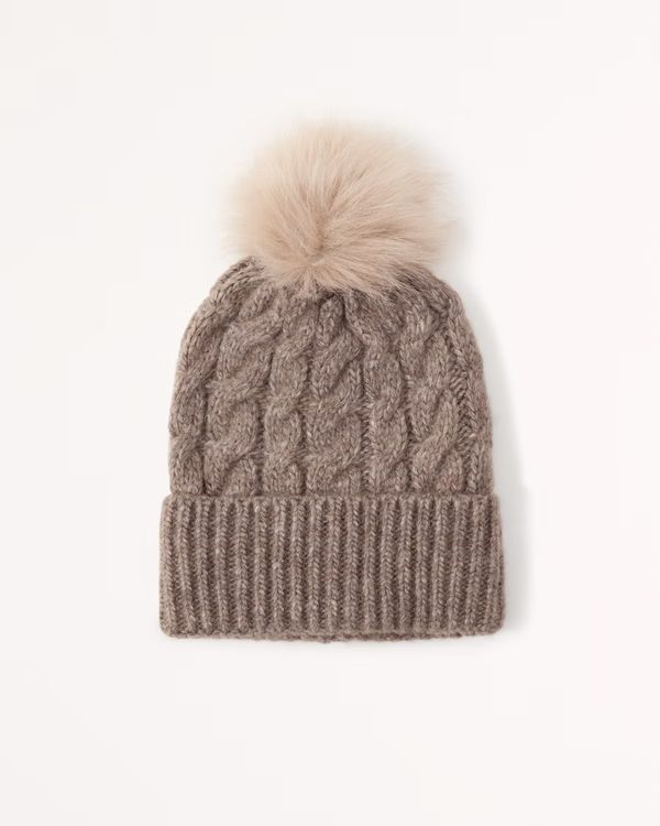 Women's Cable-Knit Pom Beanie | Women's Up To 50% Off Select Styles | Abercrombie.com | Abercrombie & Fitch (US)