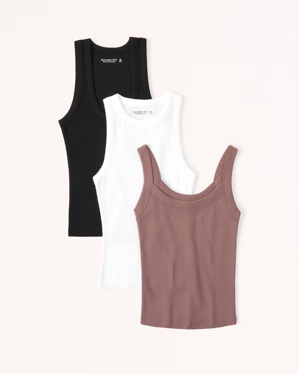 3-Pack Essential Rib Tuckable Tanks | Abercrombie & Fitch (US)