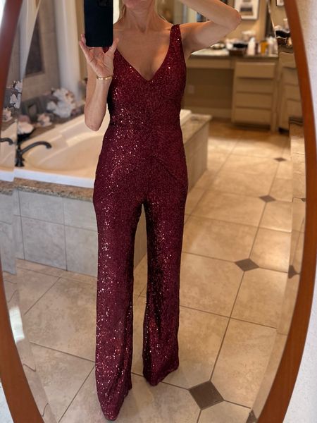 My red sequin jumpsuit is so perfect for Galentine's day festivities! It's comfortable and not scratchy like some sequin outfits. Available all sizes, fits true to size, also it is a great length because it works on taller girls, and is very easily and invisibly hemmed for the more petite ladies. It's also available in other colors.
•
•
•
#Party #gala #DateNight #Valentines #valentinesday #red #outfits #BellBottom #BootCut 

#LTKstyletip #LTKparties #LTKfindsunder100