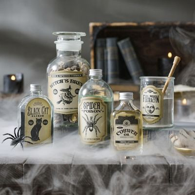 Halloween Apothecary Bottles, Set of Five | Grandin Road