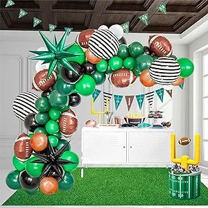 Football Balloon garland arch kit Dark green Brown black balloon large mylar starburst for sport ... | Amazon (US)