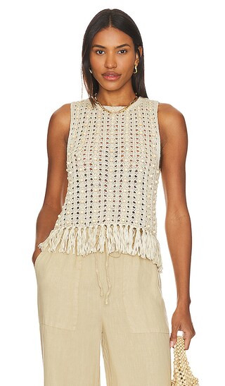 Reva Shell & Wooden Beads Top in Natural | Revolve Clothing (Global)