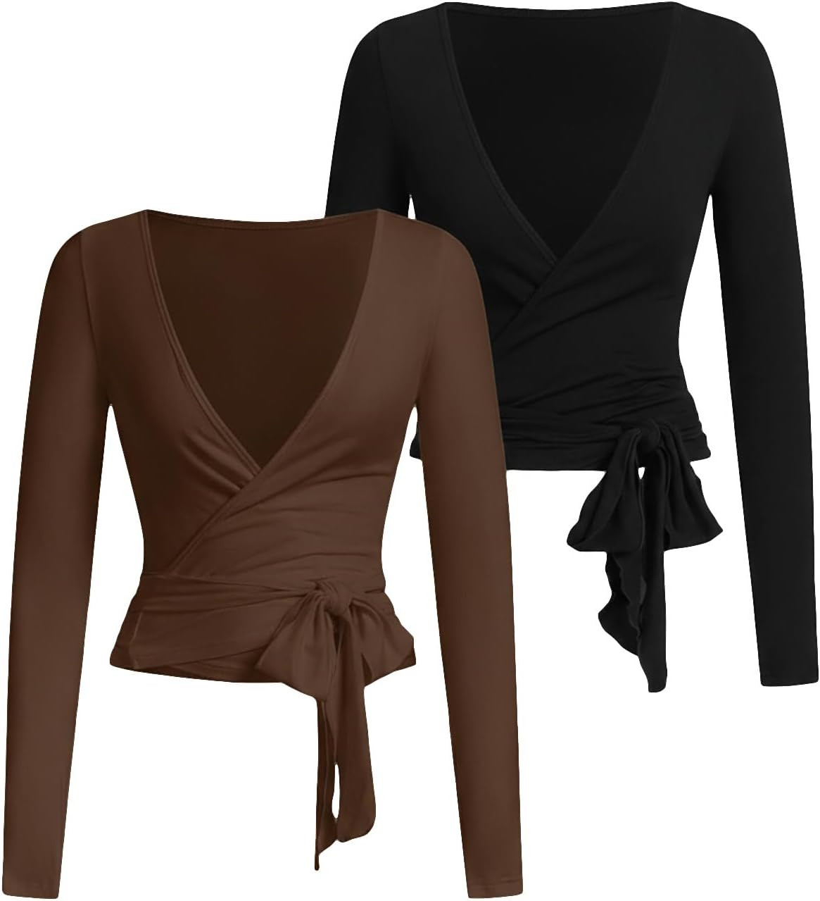 SweatyRocks Women's Pilates Wrap Tops Ballet Yoga Coquette Shirt | Amazon (US)