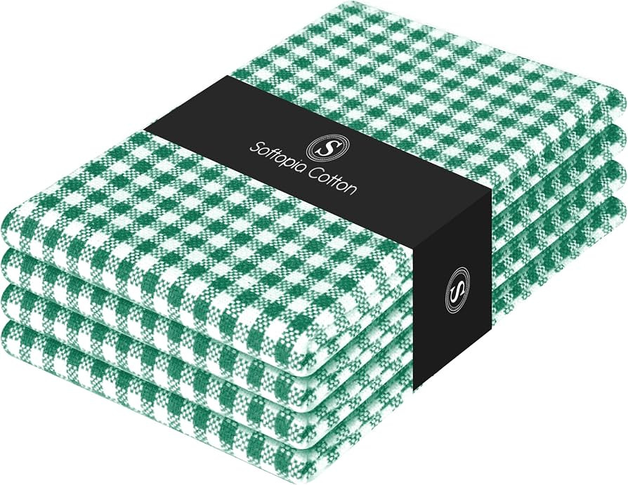 4 Pack Gingham Check Kitchen Dish Towels 16x26 Inches, Absorbent & Durable, Washable, Hand Tea To... | Amazon (US)