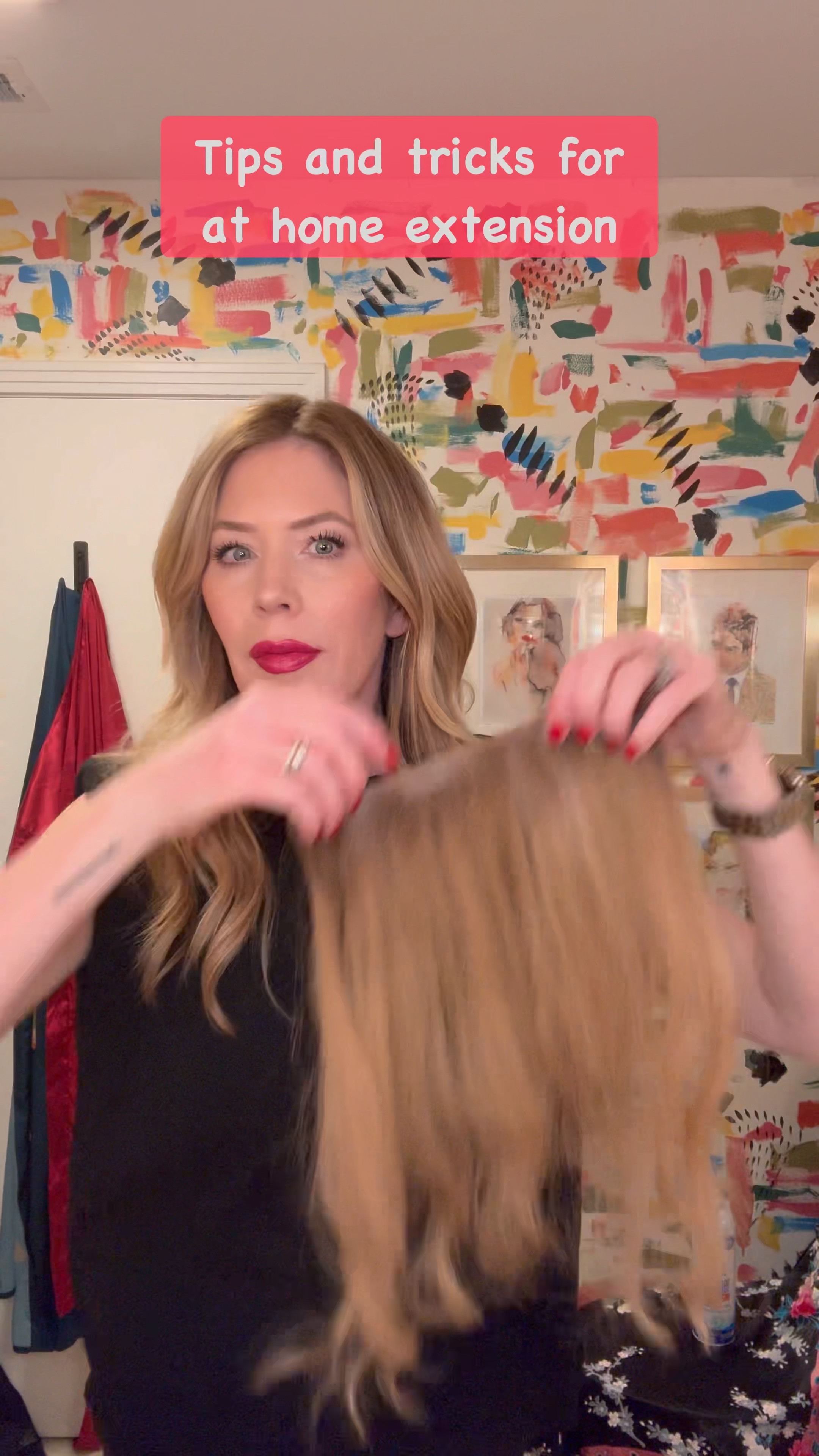 💋Starting my at-home extension class today! Lol I recommend human hair extensions for a natural look. I used a root touchup spray at the top to blend the colors and by teasing each section for a secure hold. Don't forget to curl your own hair along with the extensions for a seamless finish. Easy tips for flawless hair extensions! #lipsticklady  #Hairtutorial #ExtensionTutorial #HairTips #DIYBeauty #LTKDIY #R+Co 

#LTKbeauty #LTKstyletip #LTKover40