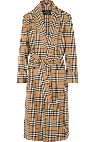 Burberry - Checked Wool Coat - Beige | NET-A-PORTER (US)