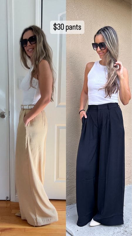 Black and nude wide leg pants are true to size
Wearing sz S

I’m 5’5” 122 lbs 

I wear these with flats. They come in short and long




#LTKtravel #LTKsalealert #LTKfindsunder50