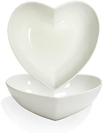FLORWOD 2pcs/Set Porcelain Heart Shaped Deep Salad Plates, 7 inch Cute Heart Bowls for Serving De... | Amazon (US)