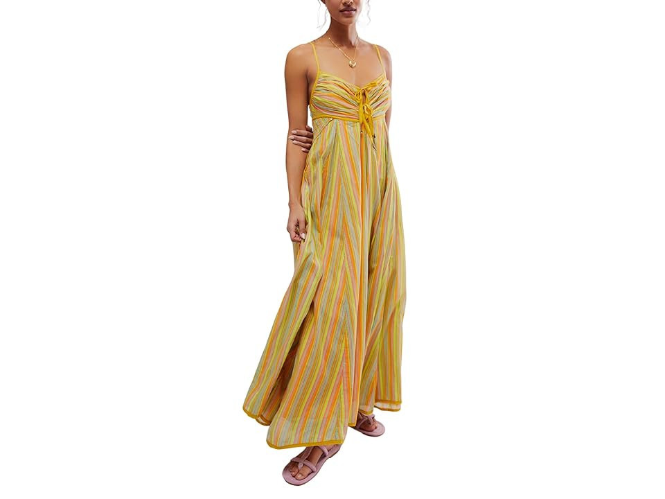 Free People Dream Weaver Maxi Women's Dress Citrus Combo : LG (Women's 12), Cotton | Zappos