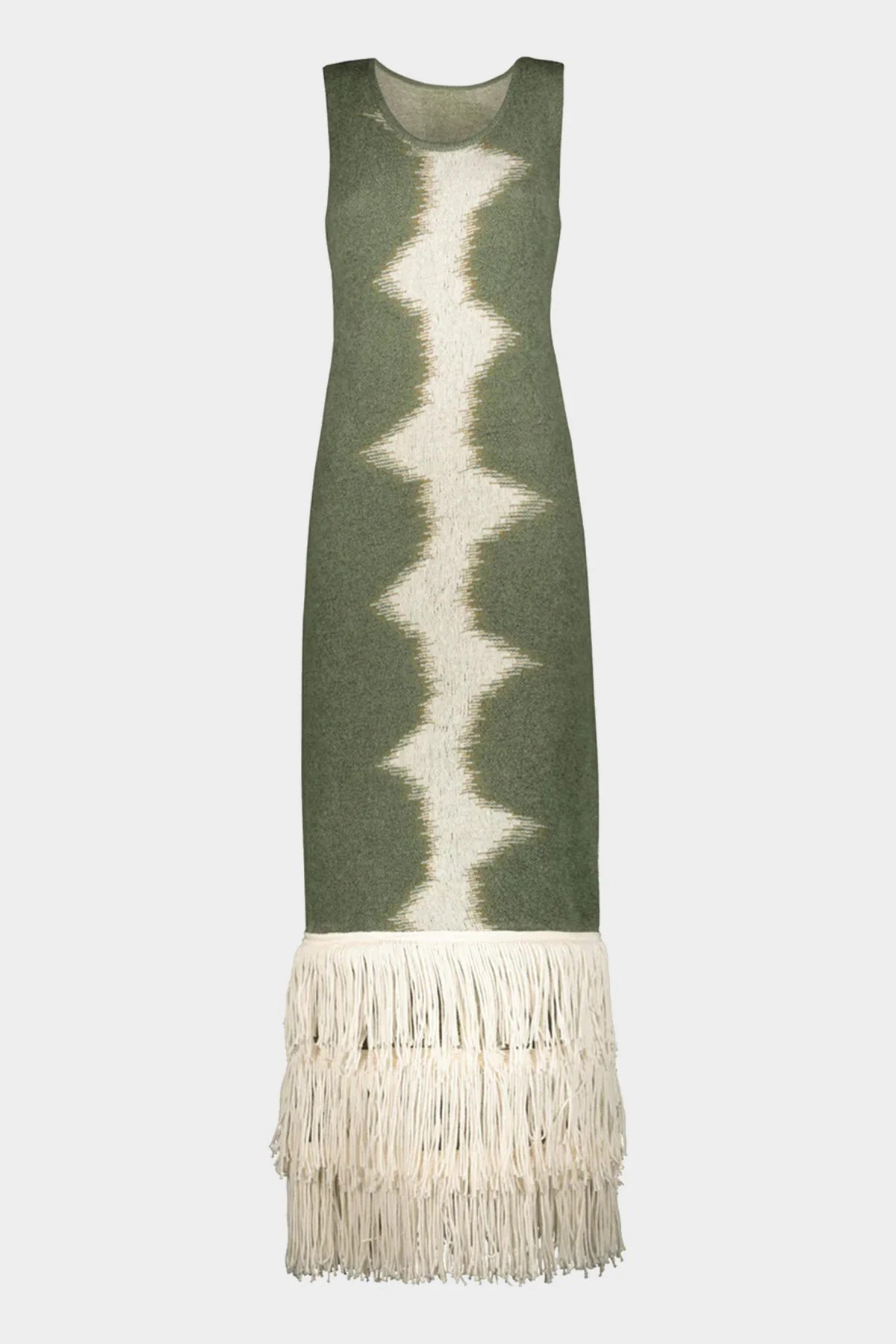 Mila Fringe Tye Dye Dress in Military Green | Shop Olivia