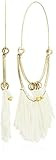 Panacea Raffia White Fringe Hoop Earrings, One Size | Amazon (US)